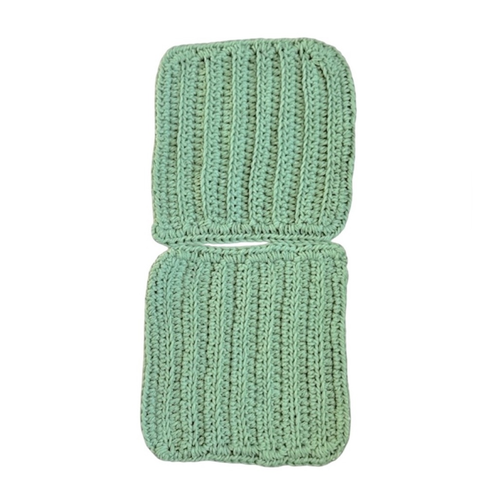 Hand Crafted Jade Green Dish Cloths Crocheted Cotton Colorful Wash Cloths - Picture 4 of 6